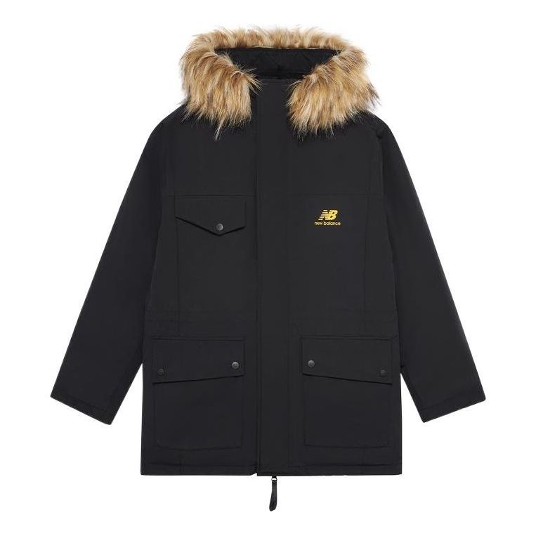Parka New Balance Warm Windproof Jacket With Fur Collar Črna | AMJ23371-BK