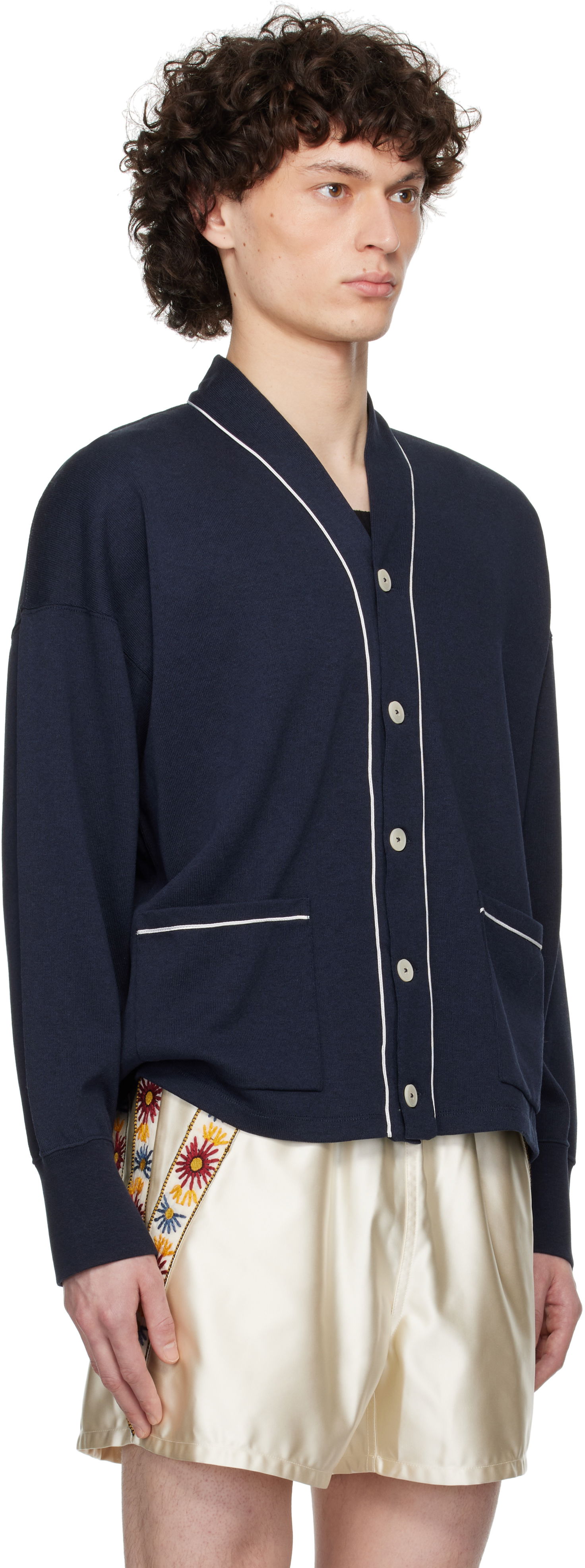 Pleteni pulover Bode Bode Uniform Cardigan Mornarica | MRS25CS033, 1