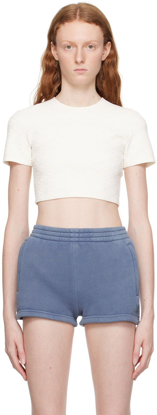 Krop-top Alexander Wang Cropped T-Shirt Bela | 4KC3231056