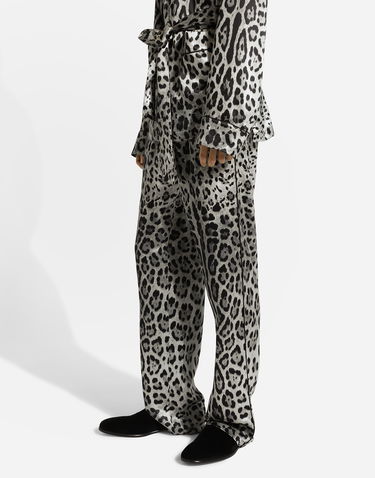 Hlače Dolce & Gabbana Leopard-print Satin Pants Siva | GVRMATIS1WTHI13N, 3