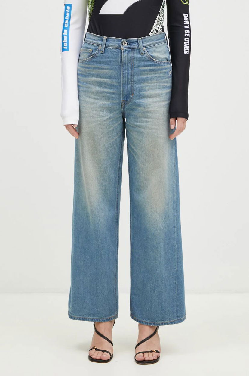 Kavbojke BAPE Stone Washed High Waist Denim Jeans Modra | 1K80250002