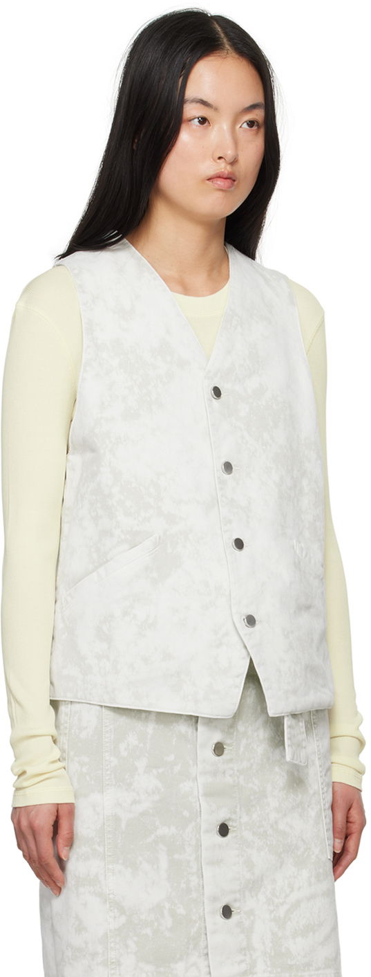 Telovnik LEMAIRE Lemaire Acid-Washed Denim Vest Bela | OW1071 LD1012, 1