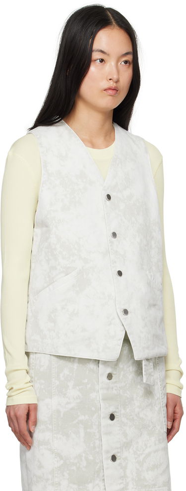 Telovnik LEMAIRE Lemaire Acid-Washed Denim Vest Bela | OW1071 LD1012, 1