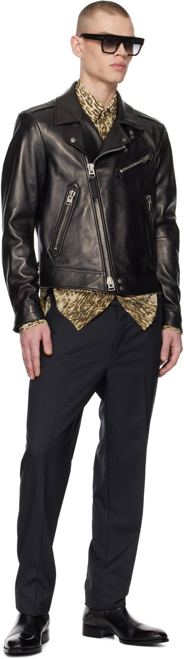 Jakna Tom Ford Asymmetric Leather Jacket Črna | LXR004-LMN014S24, 3
