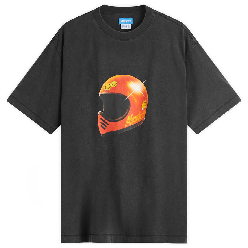 Majica MARKET Smiley Full Face Graphic Tee Črna | 399002175-BLK