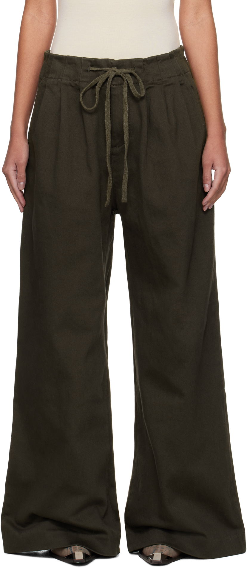 Hlače Entire Studios Entire Studios Cinch Trousers Zelena | ES2546OL