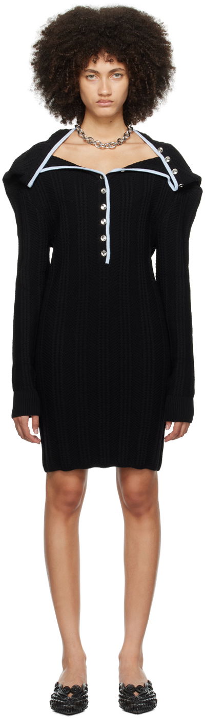 Obleke Y/PROJECT Black Ruffle Necklace Minidress Črna | WMDRESS41-S25