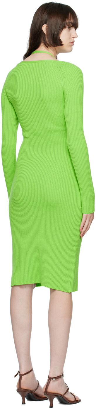Obleke Blumarine Ribbed Button-Up Midi Dress Zelena | 2A210A, 2