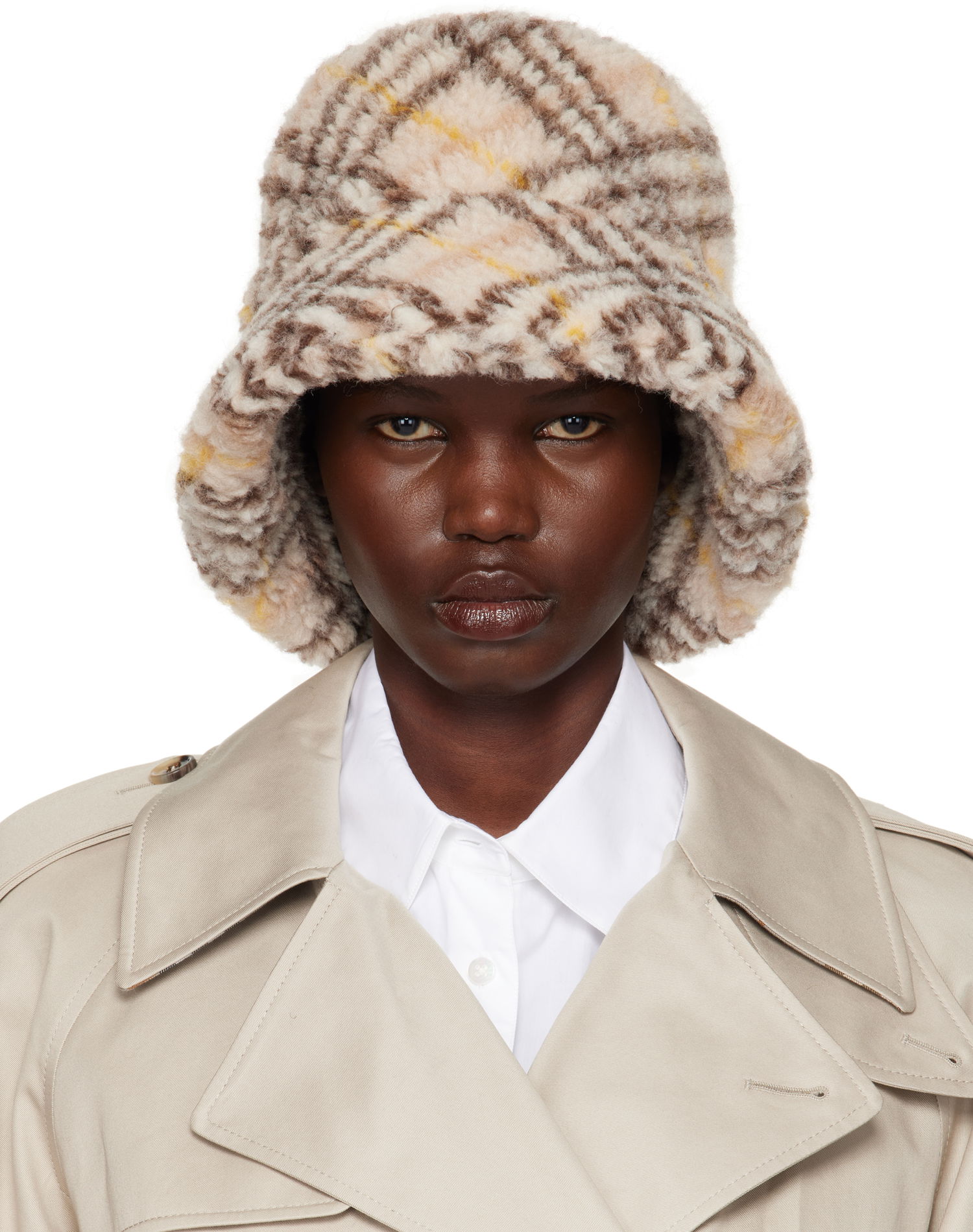 Klobuk Burberry Check Fleece Bucket Hat Rjava | 8102728, 0