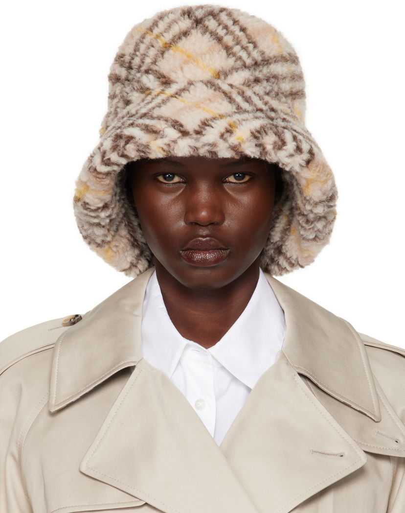 Klobuk Burberry Check Fleece Bucket Hat Rjava | 8102728