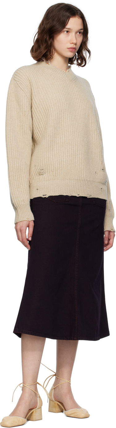 Pleteni pulover Maison Margiela MM6 Maison Margiela Distressed Wool Sweater Bež | S52HN0011 M13138, 3