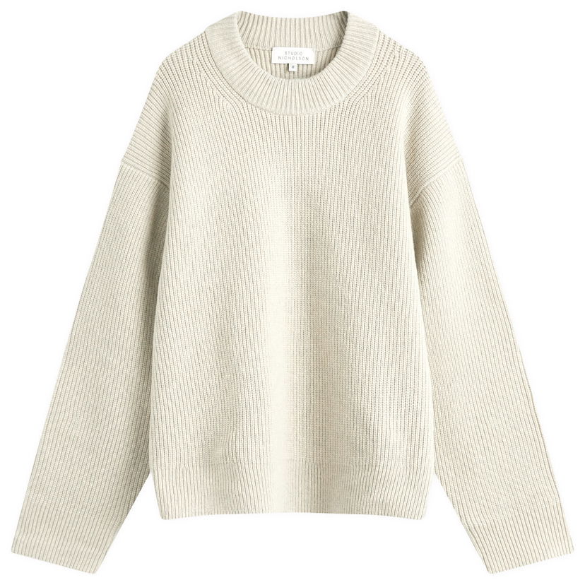 Pleteni pulover Studio Nicholson Studio Nicholson Voe Rib Crew Knit, Size Small Bež | VOESNM-1292-NTL