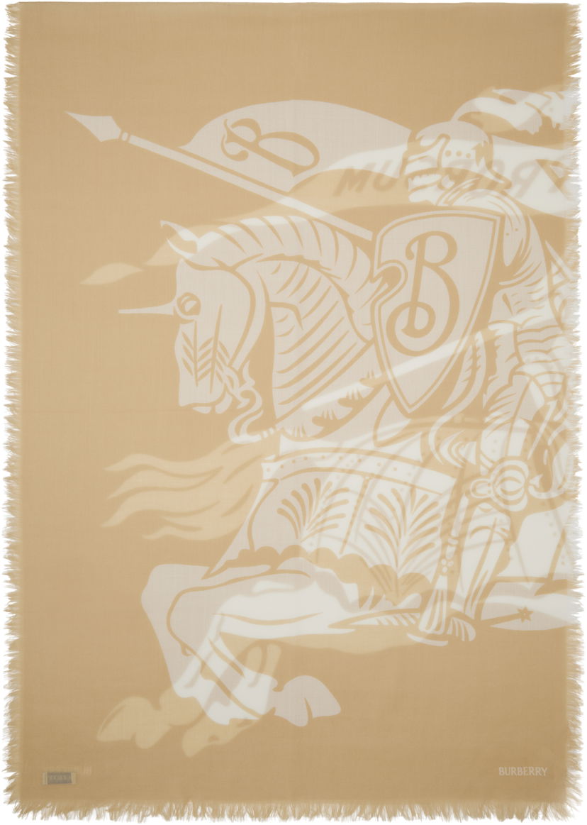 Šala Burberry Wool Scarf With Equestrian Knight Print Bež | 8103282