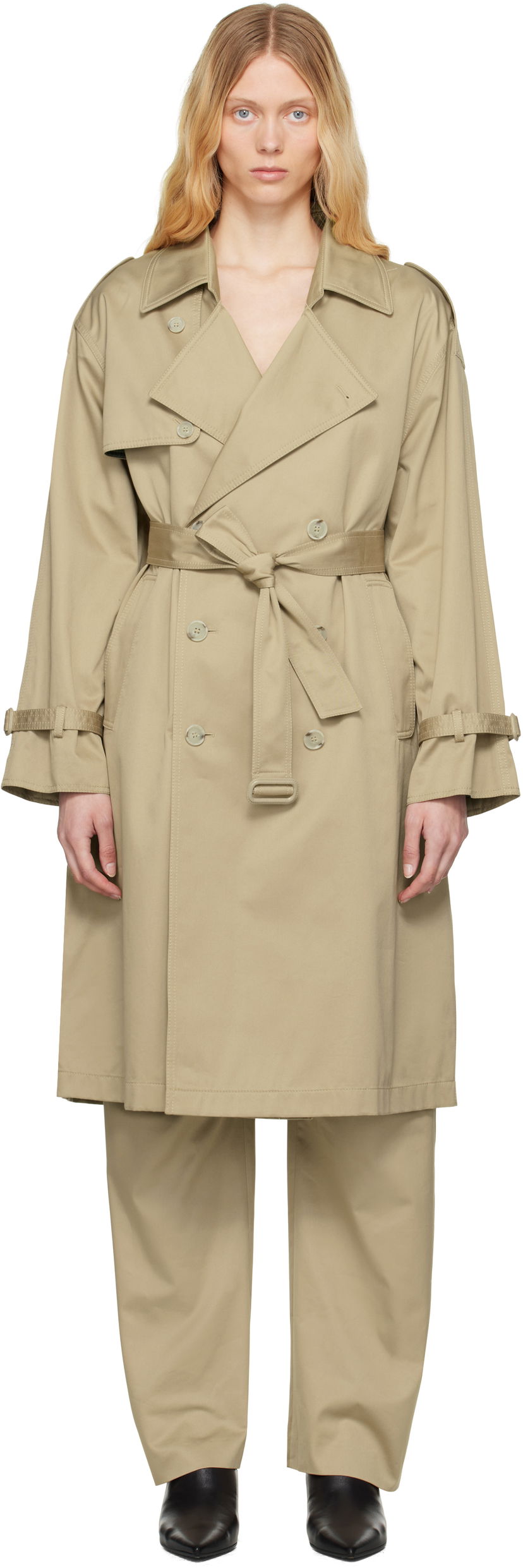 Trenčkot Maison Margiela MM6 Maison Margiela Dual Wear Cotton Twill Trench Coat Bež | S52AH0080 M35368