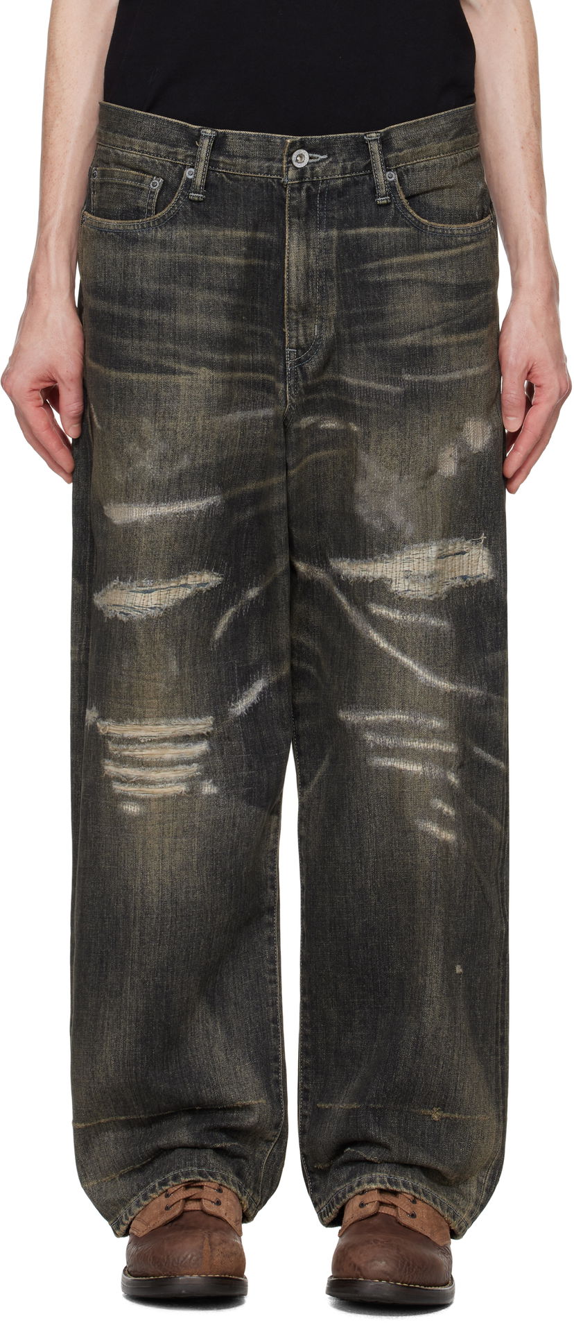 Kavbojke Neighborhood Wide Jeans Črna | 242XBNH-PTM07