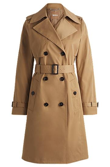 Trenčkot BOSS Double-Breasted Trench Coat with Belt Bež | 50489115