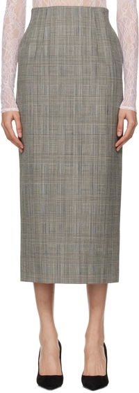 Houndstooth Print Contour Midi Skirt