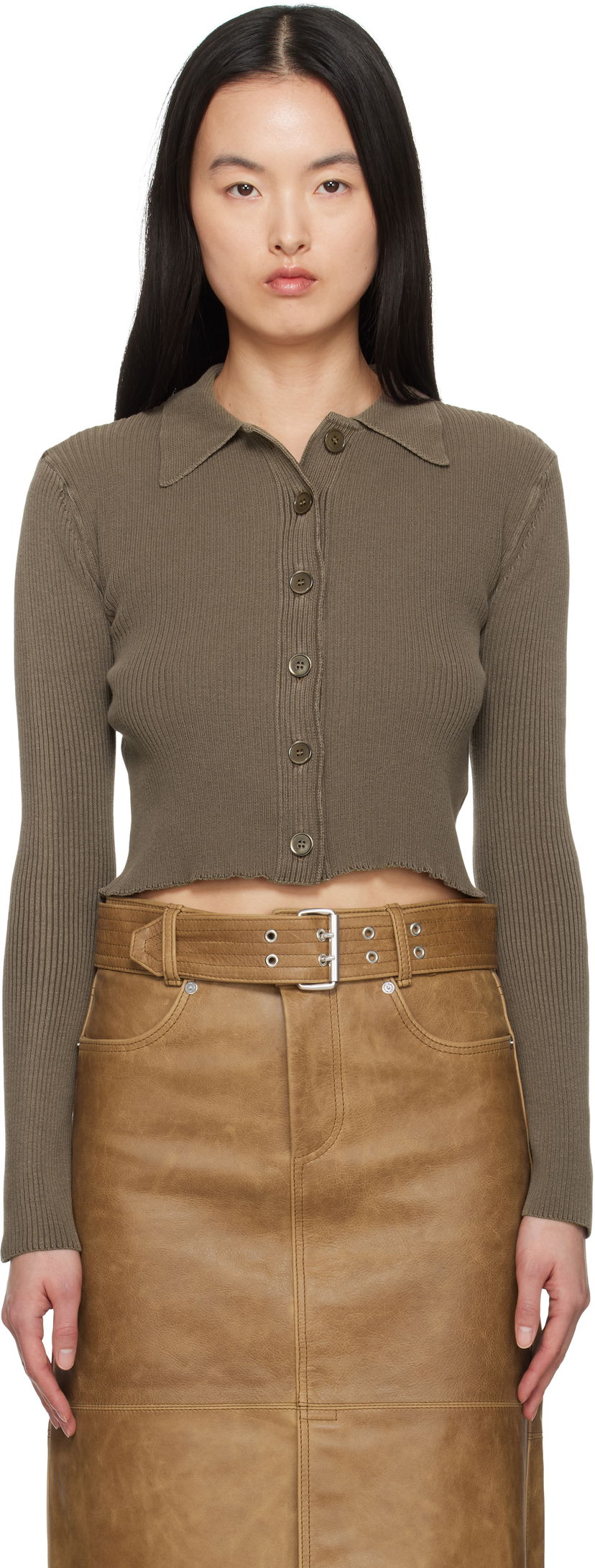 Pleteni pulover OUR LEGACY Our Legacy Mazzy Polo Knit Cardigan Zelena | W2253MTC