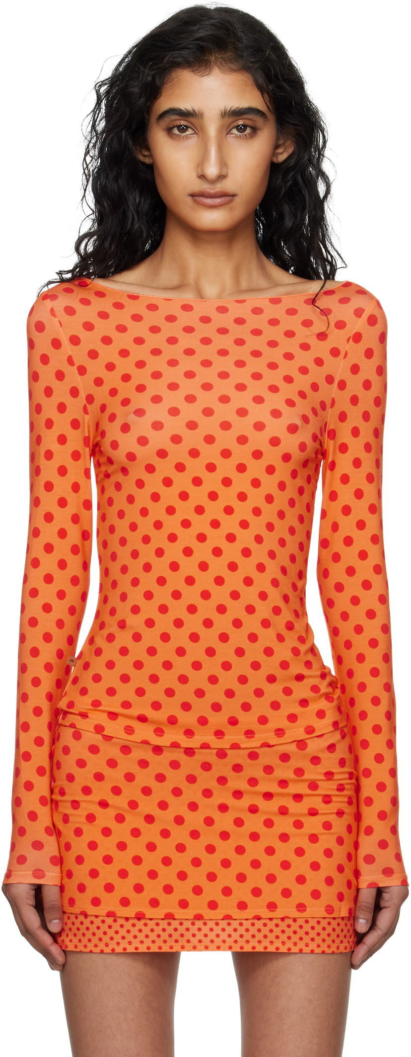 Majica Miaou Miaou Amelia Polka Dot Long Sleeve Top Oranžna | 7183LJBRRP