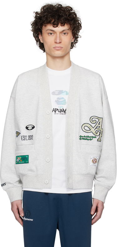 Pleteni pulover AAPE by A Bathing Ape AAPE by A Bathing Ape Main Cardigan Siva | AAPSWMC324XANWH2, 0