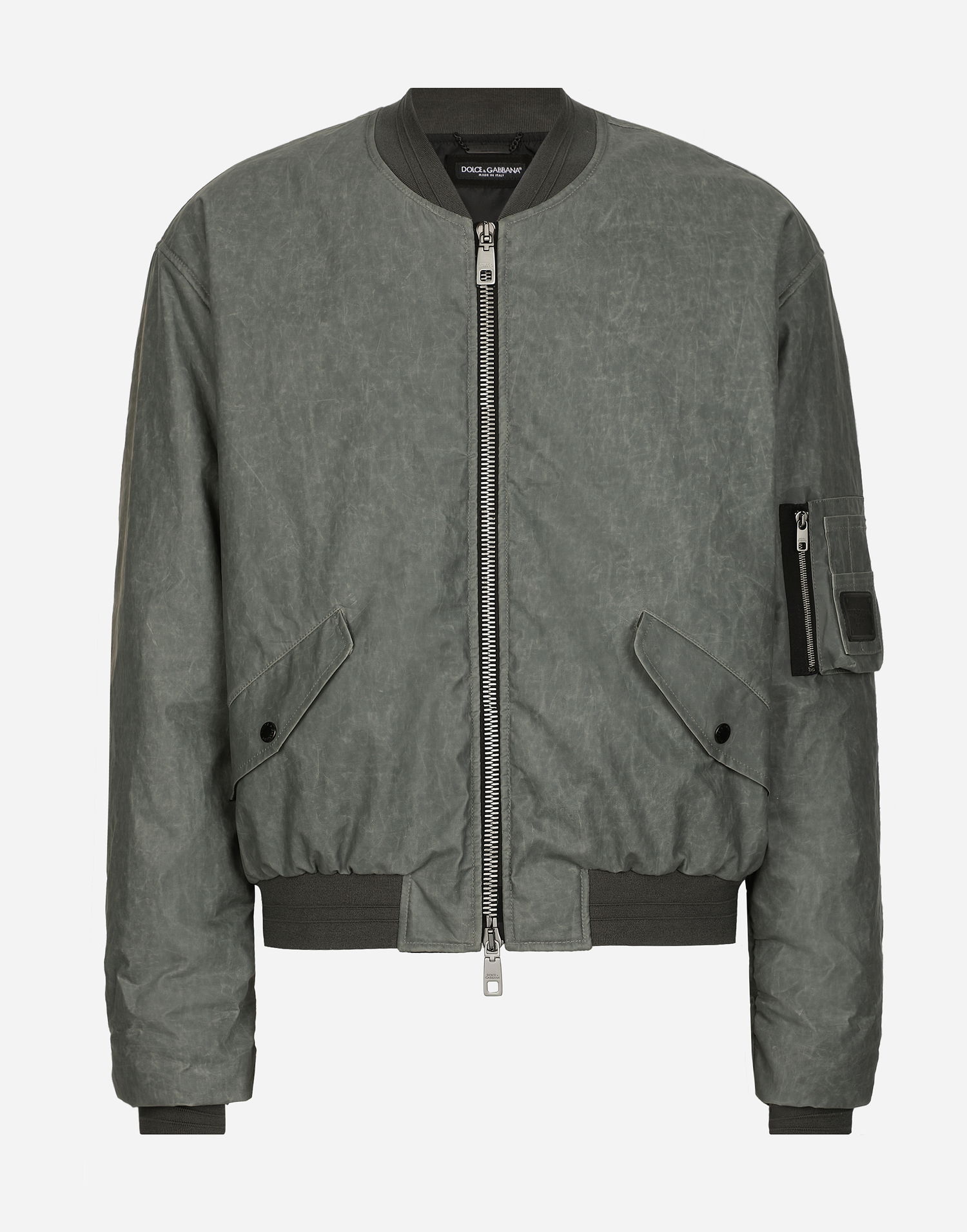 Bomber jakna Dolce & Gabbana Dolce & Gabbana Oversize Linen Bomber Jacket Zelena | G9BBMTFU4L4N9299, 0