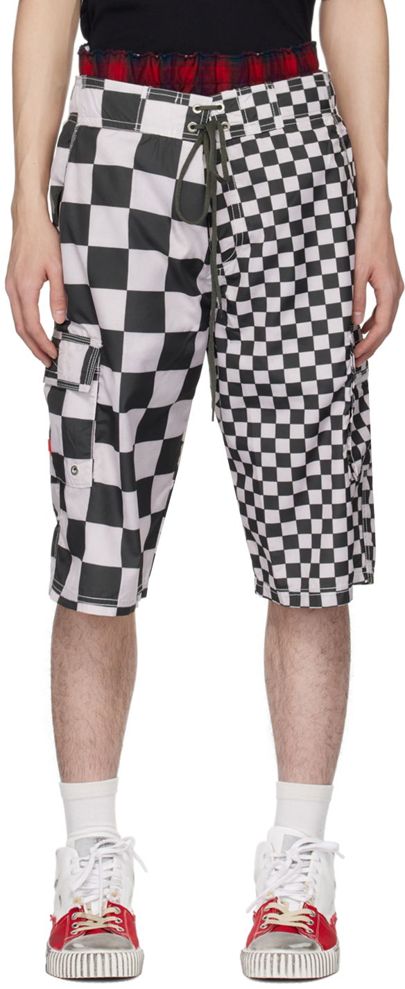 Kratke hlače ERL Checkered Swim Shorts Črna | ERL08UW07