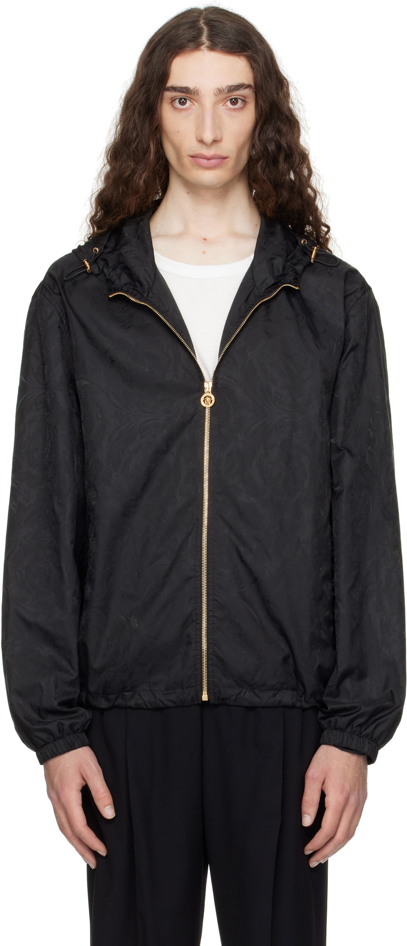 Vetrovka Versace Versace Barocco Jacquard Windbreaker Jacket Črna | 1019895_1A15005