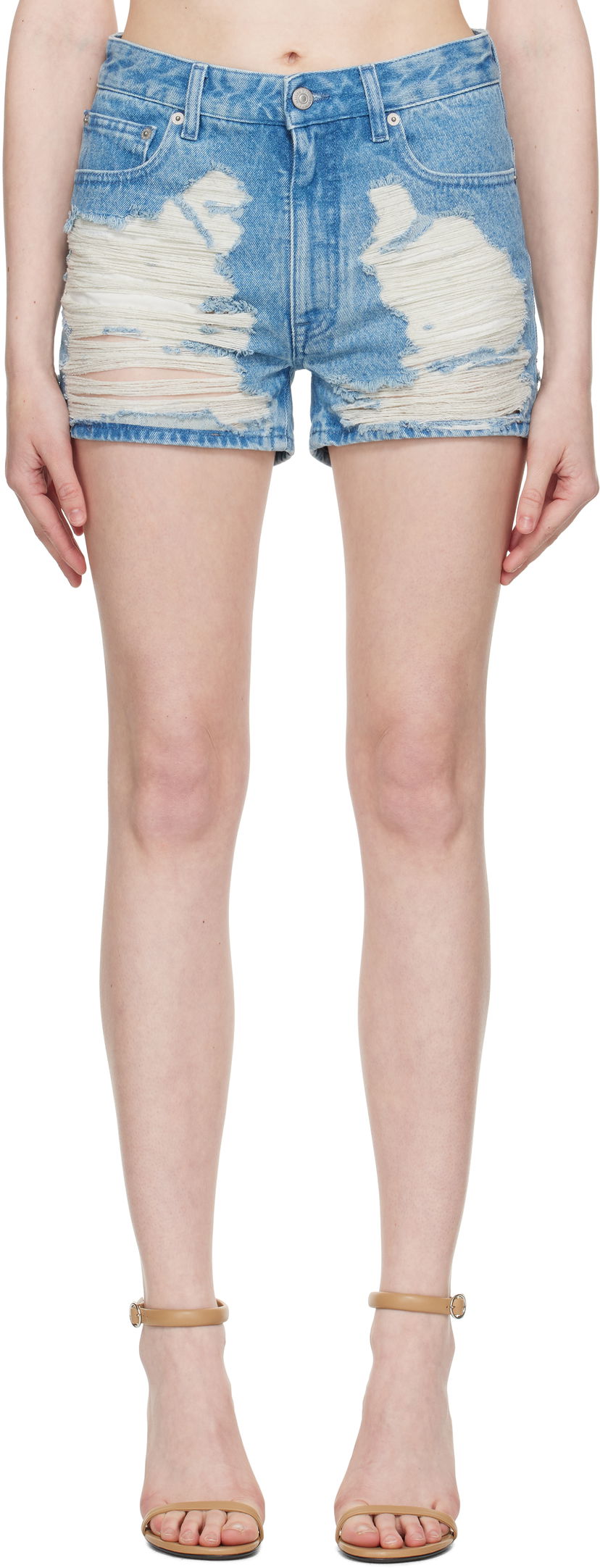 Kratke hlače Maison Margiela MM6 Maison Margiela Distressed Denim Shorts Modra | S62MU0069 M30018
