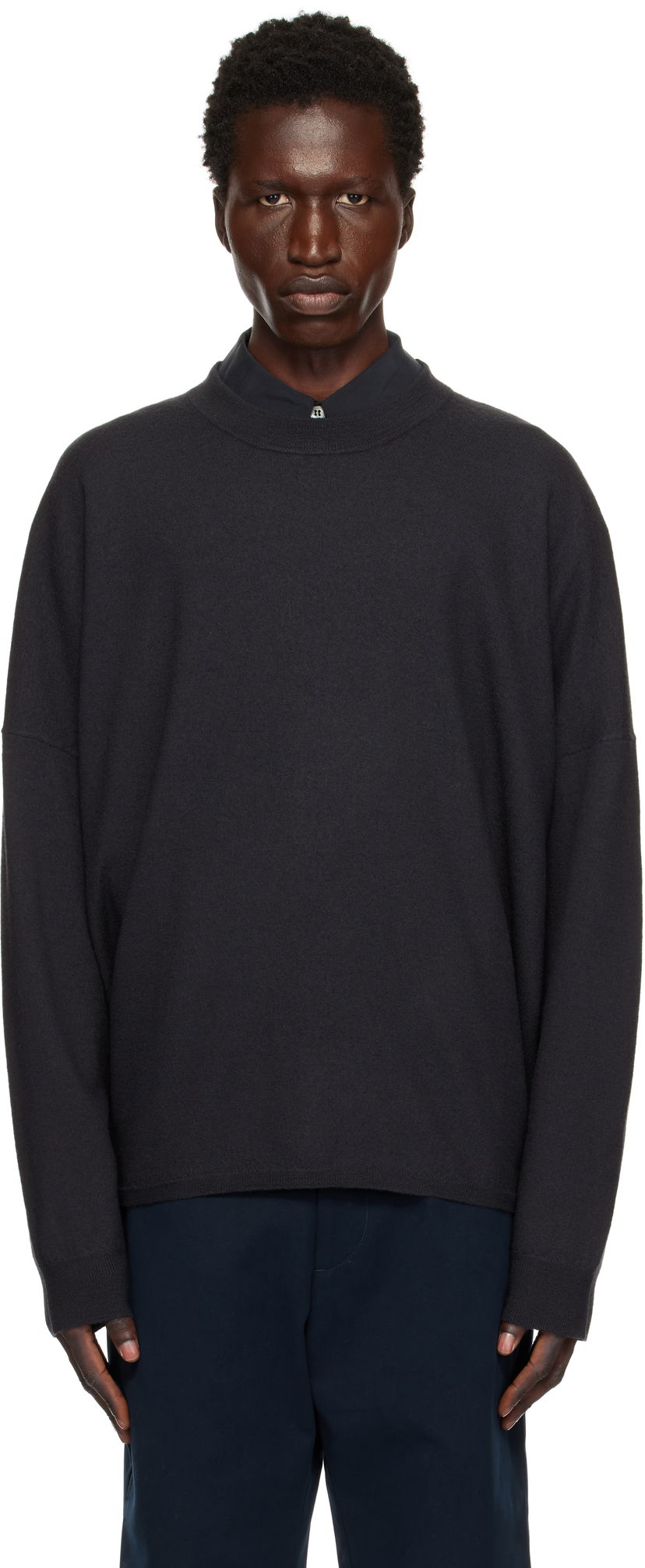 Pleteni pulover Studio Nicholson Studio Nicholson Scafell Knit Sweater Črna | SCAFELL SNM - 1294