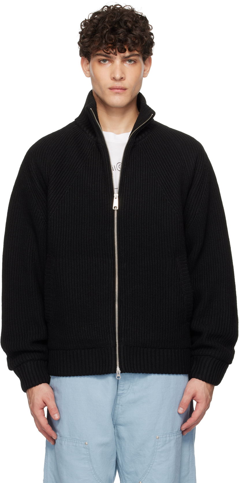 Pleteni pulover Carhartt WIP Black Banley Knit Jacket Črna | I033902