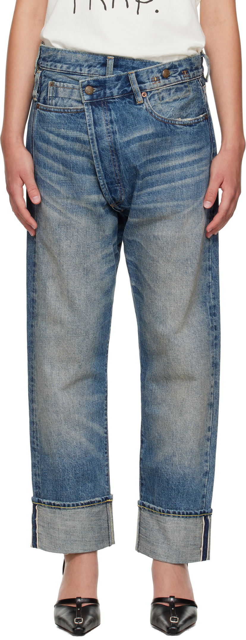 Kavbojke R13 R13 Cuffed Crossover Jeans Modra | R13WD193-D324B