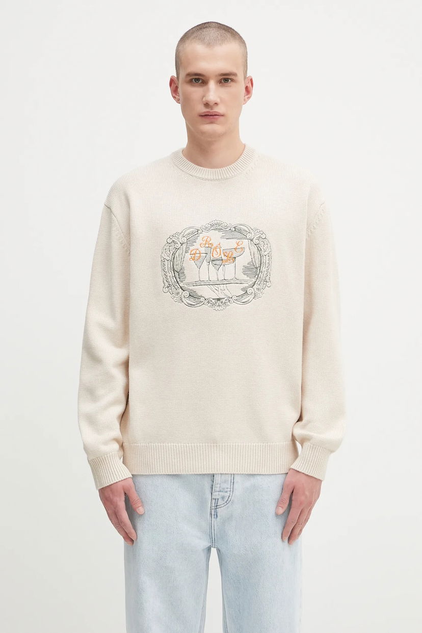 Pleteni pulover Drôle de Monsieur Drôle de Monsieur La Maille Plateau Knit Sweater Bež | H.PO190.WO023