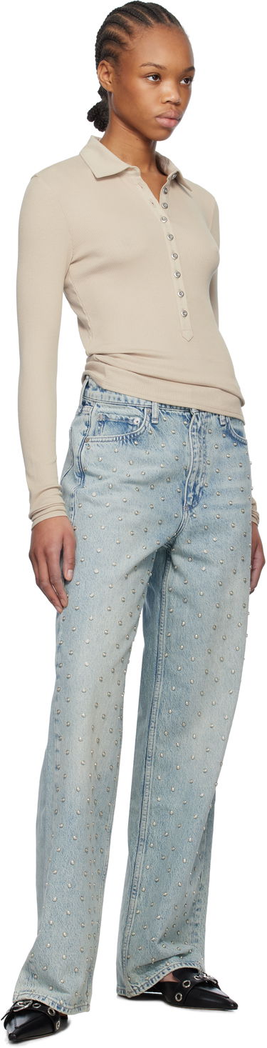 Polo majica rag & bone rag & bone Essential Rib Button Polo Bež | WCC24HP021CA21, 3