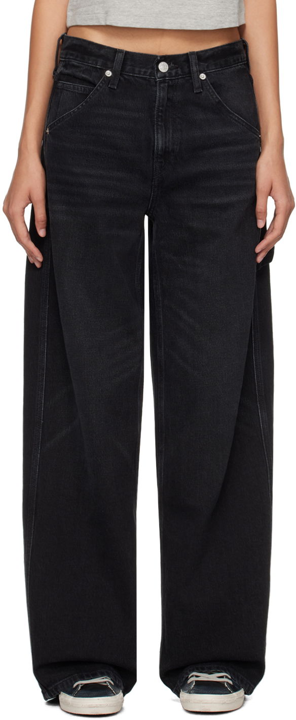 Kavbojke RE/DONE Wide Painter Jeans Črna | 166-03WCARPJN
