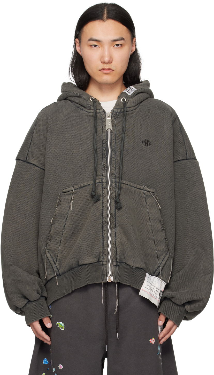 Pulover Maison MIHARA YASUHIRO Maison MIHARA YASUHIRO Amateur Sewn Zip-Up Hoodie Siva | A14PK521