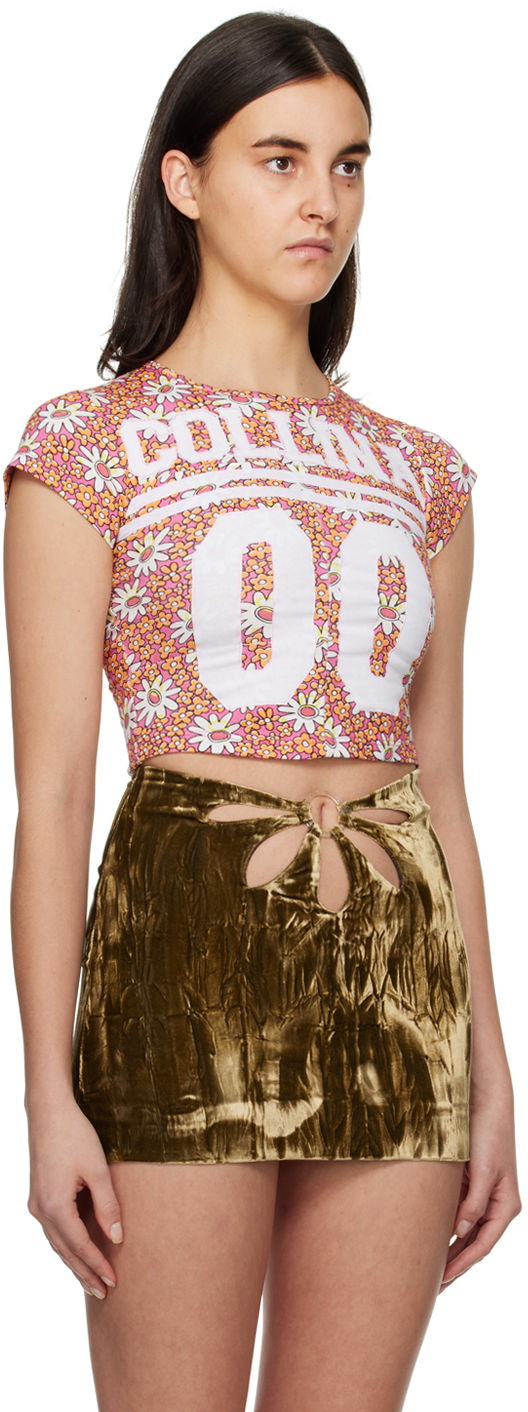 Krop-top Collina Strada Collina Strada Floral Print Cropped T-Shirt Roza | XX3236 DEADSTOCK JERSEY, 1