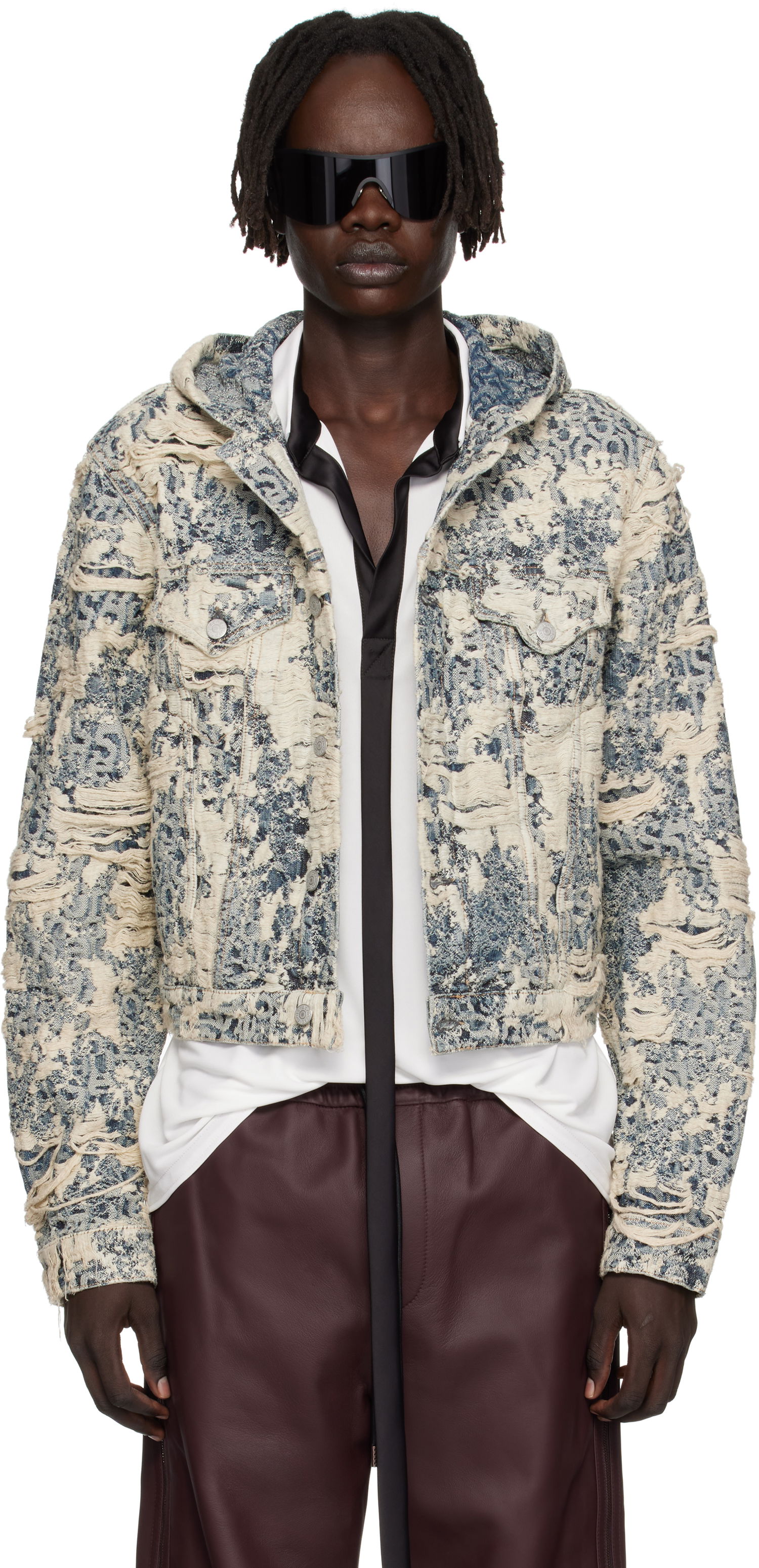 Jakna Acne Studios Acne Studios Hooded Distressed Denim Jacket Modra | C90202-, 0