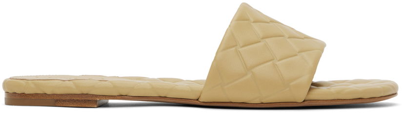 Obleke Bottega Veneta Bottega Veneta Amy Quilted Leather Slide Sandals Bež | 778163 V3RS0