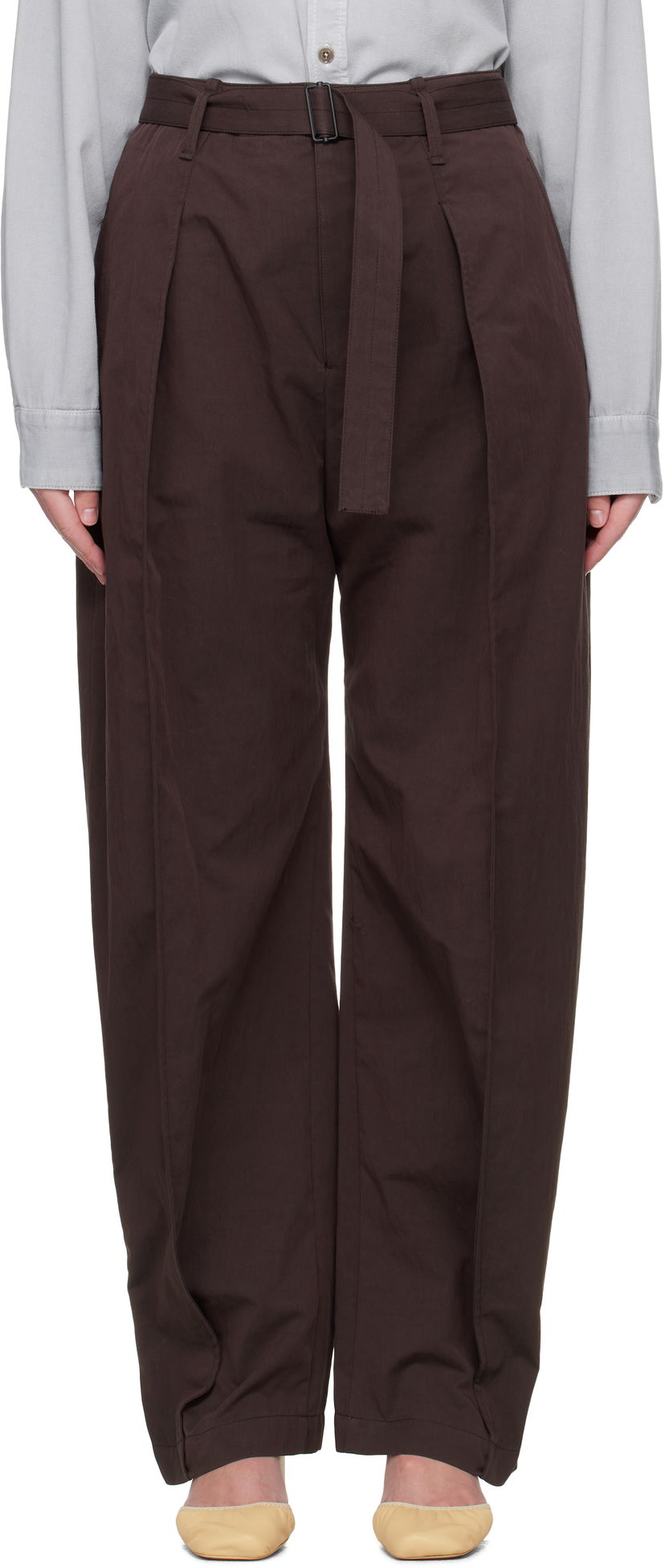 Hlače LEMAIRE Lemaire Belted Volume Trousers Rjava | PA1177 LF1228