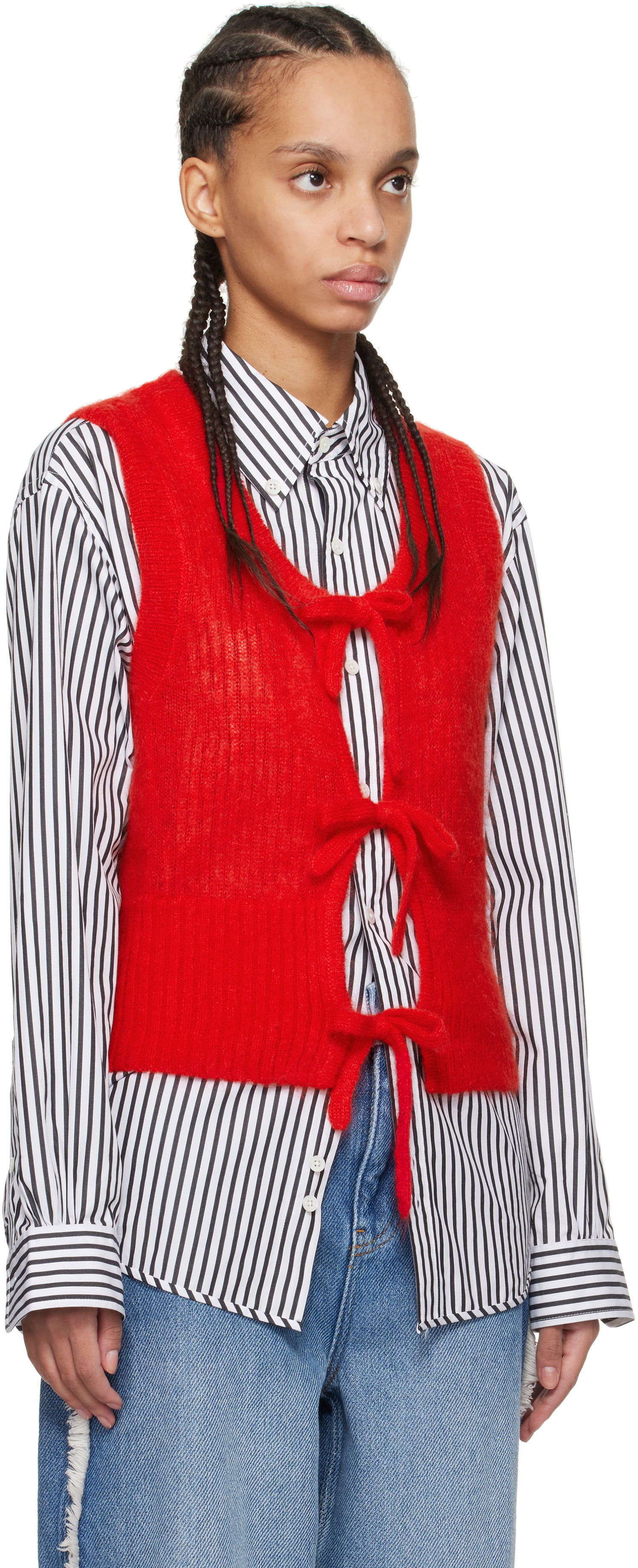 Pleteni pulover GANNI Ganni Tie String Vest Rdeča | K2344, 1