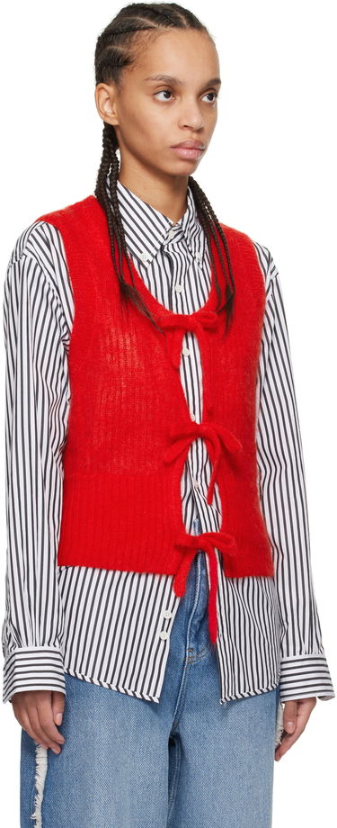 Pleteni pulover GANNI Ganni Tie String Vest Rdeča | K2344, 1