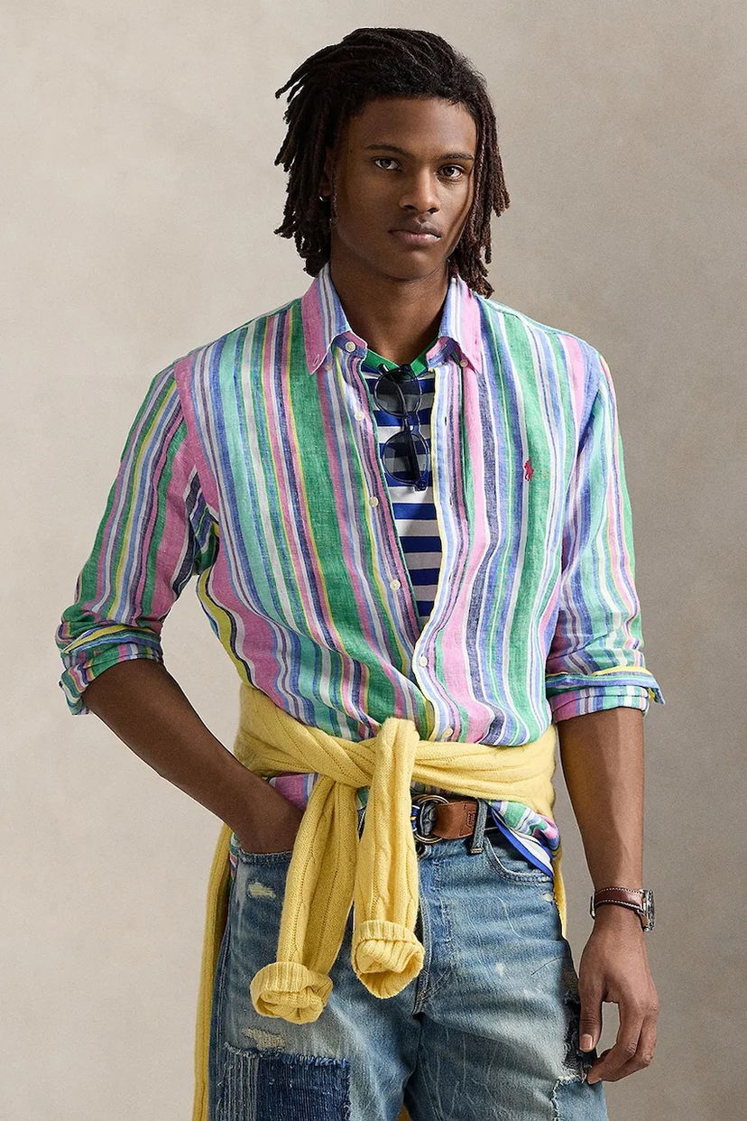 Srajce Polo by Ralph Lauren Polo Ralph Lauren Button-Down Striped Linen Shirt Večbarvna | 710968973