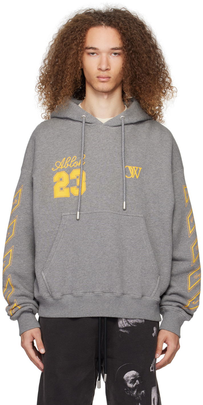 Pulover Off-White Gray 'OW 23' Skate Hoodie Siva | OMBB085S24FLE0120622