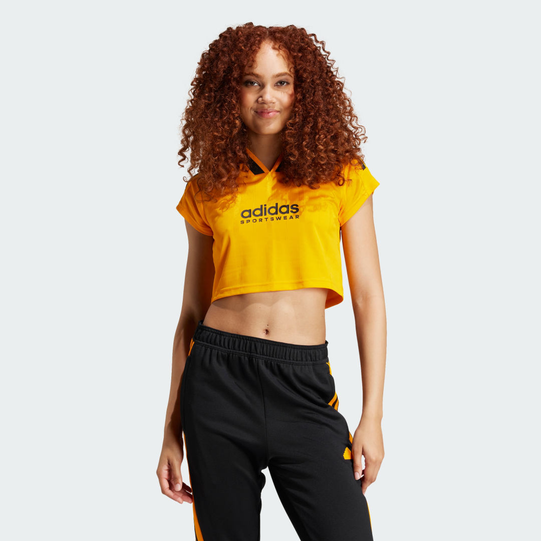Krop-top adidas Performance Tiro 3-Stripes Cropped Jersey Rumena | IZ2089, 0