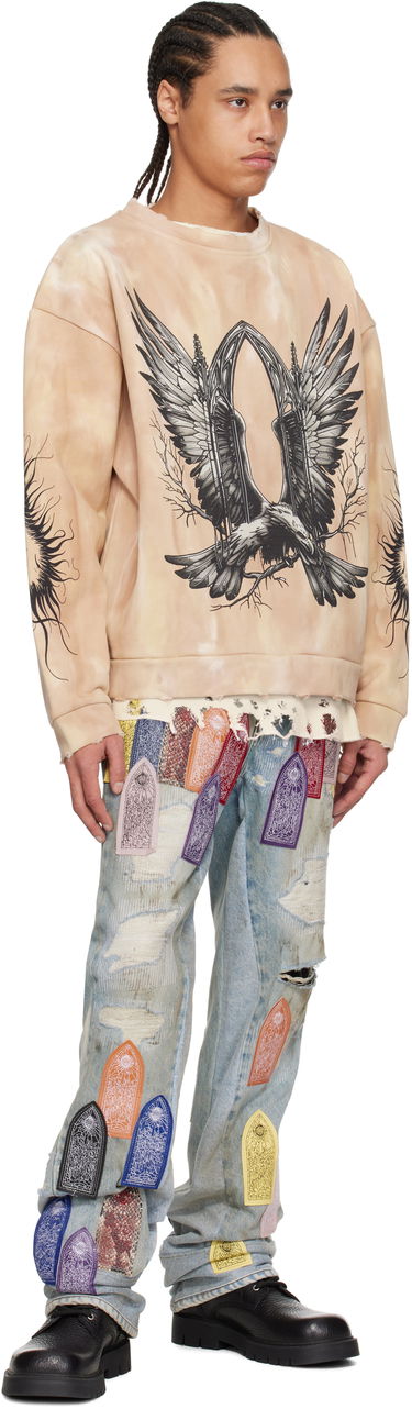 Pleteni pulover Who Decides War Who Decides War Soaring Window Crewneck Sweatshirt Bež | 1110500022SS25, 3