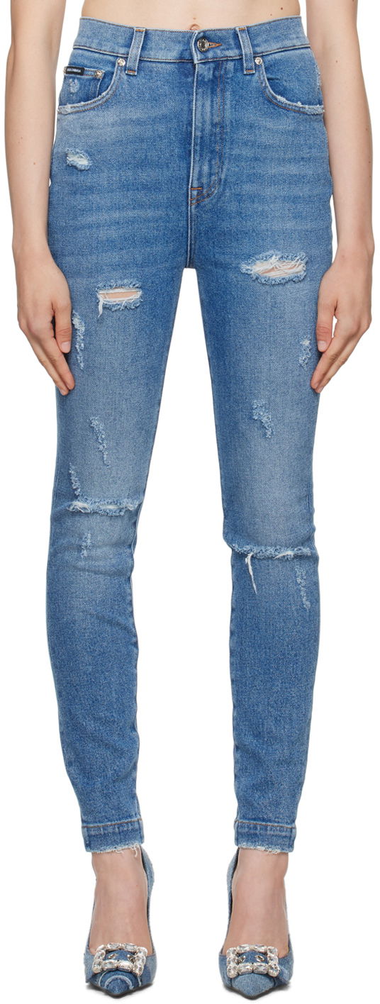 Kavbojke Dolce & Gabbana Blue Grace Jeans Modra | FTCAHD G8HS1