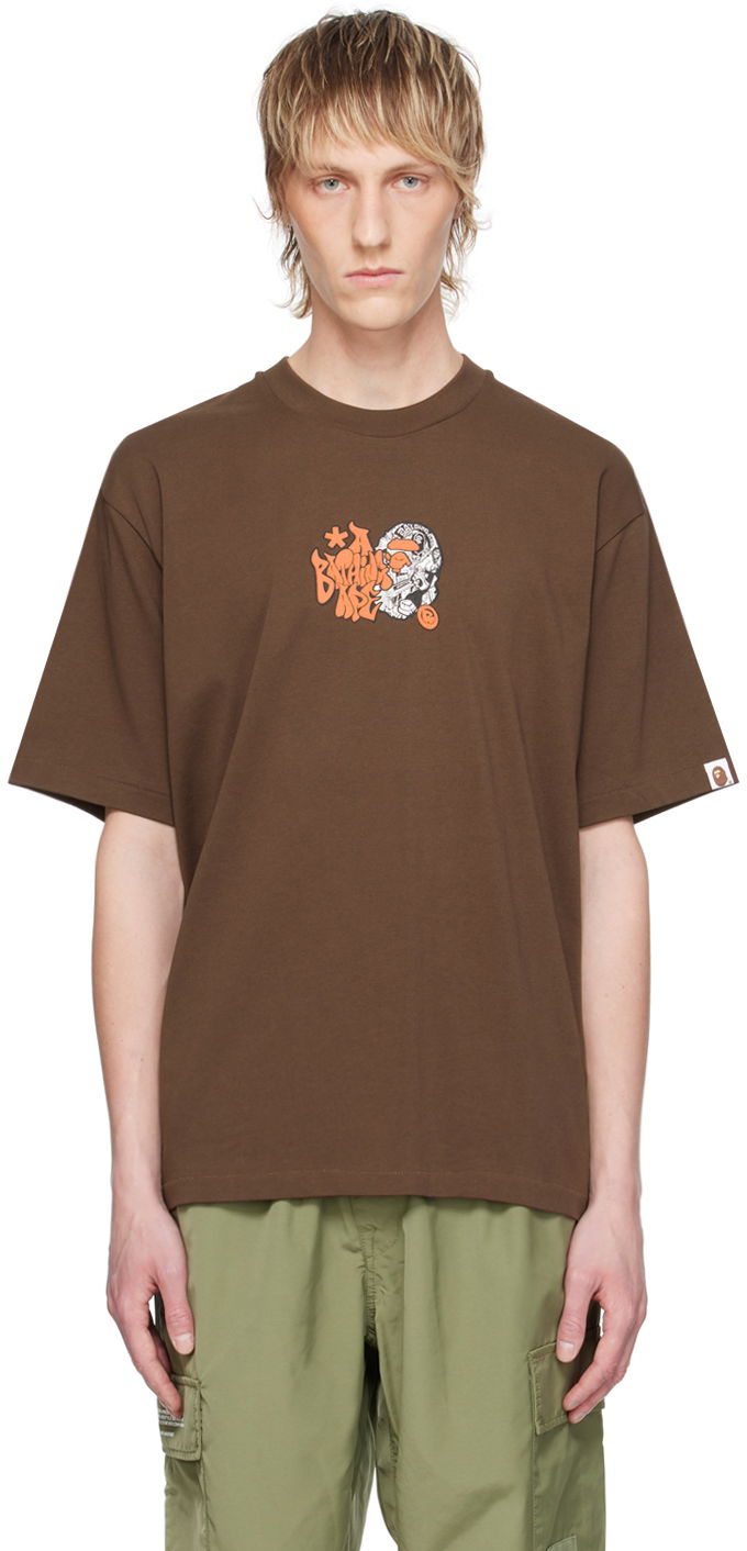 Majica BAPE BAPE Brown Graffiti Ape Head Rjava | 001TEK301346M