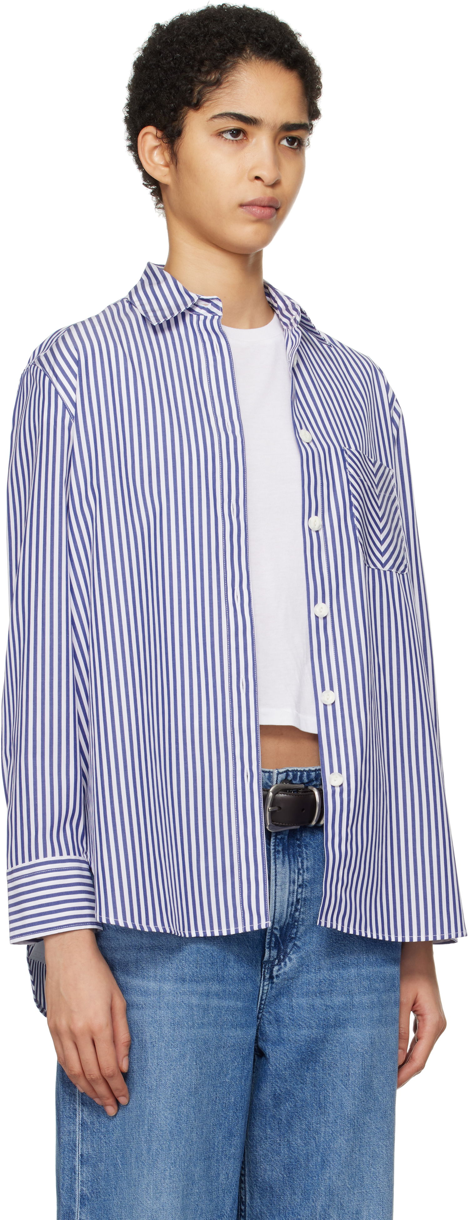 Srajce rag & bone Striped Poplin Shirt Modra | WAW22FA050ZE50, 1