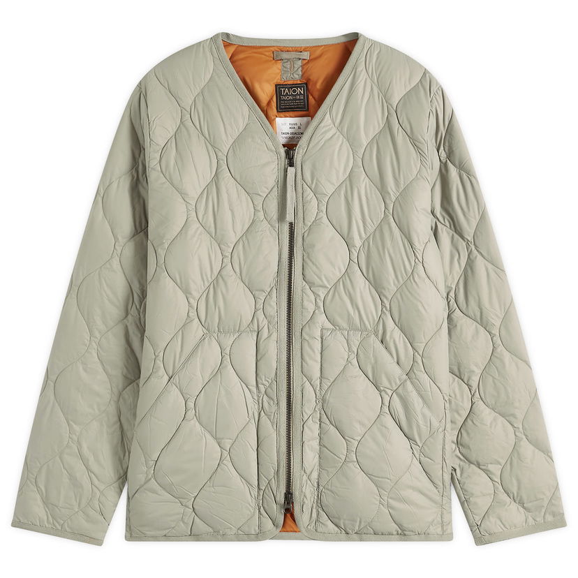 Puhovka TAION Military Zip V-Neck Softshell Down Jacket, Size L Zelena | TAION-101ALSZML-1-DSG