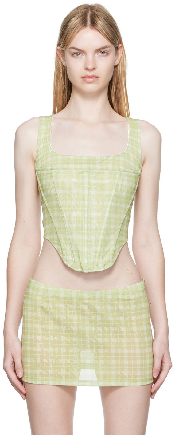 Krila Miaou Miaou Campbell Plaid Tank Top Zelena | 7020-CL-BBL-PM1